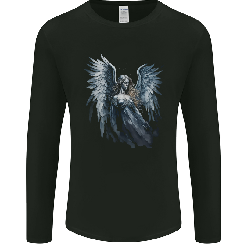 A Gothic Guardian Angel Fantasy Goth Mens Long Sleeve T-Shirt Black