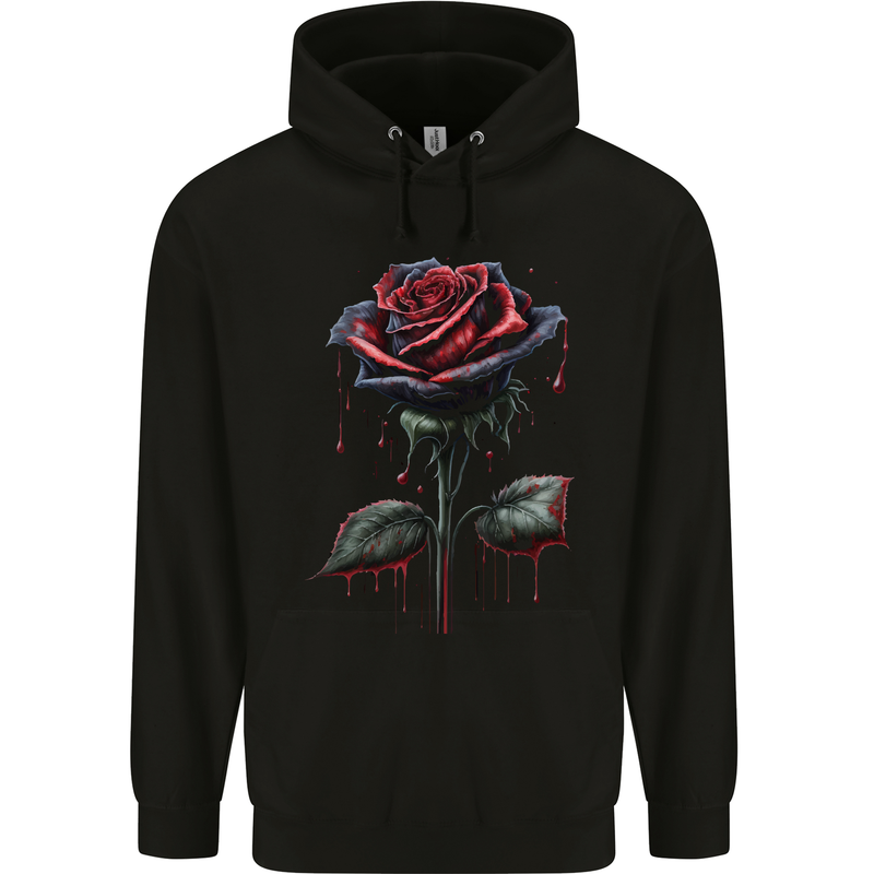 A Gothic Rose Dripping With Blood Goth Childrens Kids Hoodie Black