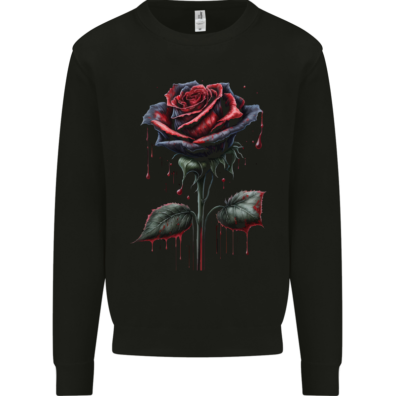 A Gothic Rose Dripping With Blood Goth Mens Sweatshirt Jumper Black