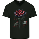 A Gothic Rose Dripping With Blood Goth Mens V-Neck Cotton T-Shirt Black