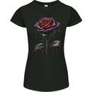 A Gothic Rose Dripping With Blood Goth Womens Petite Cut T-Shirt Black