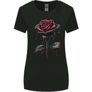 A Gothic Rose Dripping With Blood Goth Womens Wider Cut T-Shirt Black