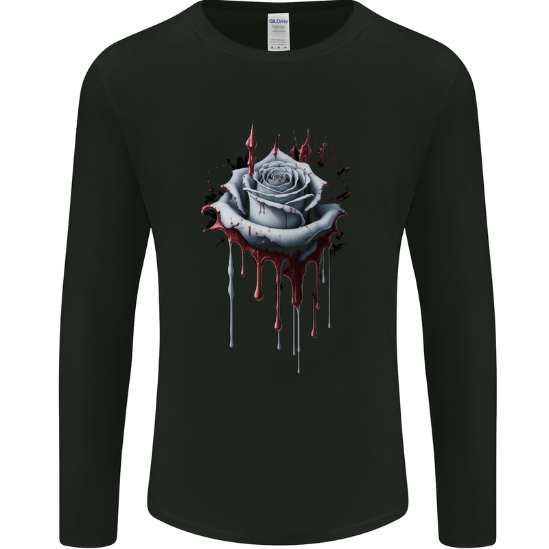 A Gothic Rose Dripping With Blood Mens Long Sleeve T-Shirt Black