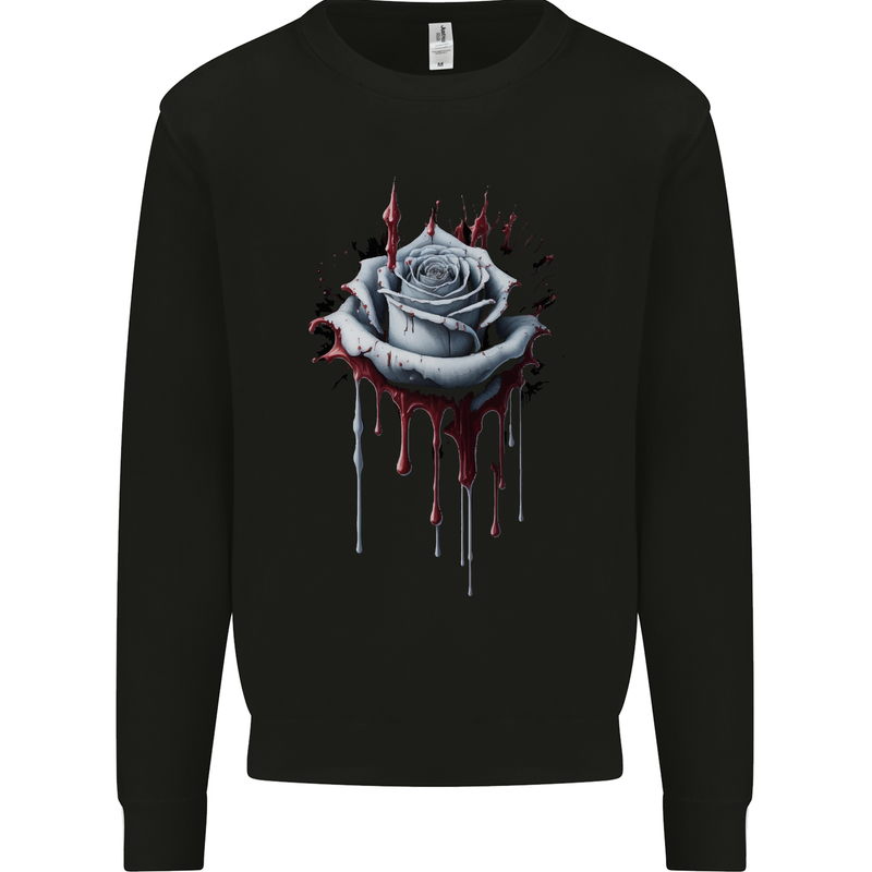 A Gothic Rose Dripping With Blood Mens Sweatshirt Jumper Black