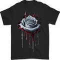 A Gothic Rose Dripping With Blood Mens T-Shirt 100% Cotton BLACK