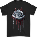 A Gothic Rose Dripping With Blood Mens T-Shirt 100% Cotton BLACK