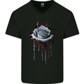 A Gothic Rose Dripping With Blood Mens V-Neck Cotton T-Shirt Black