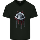 A Gothic Rose Dripping With Blood Mens V-Neck Cotton T-Shirt Black