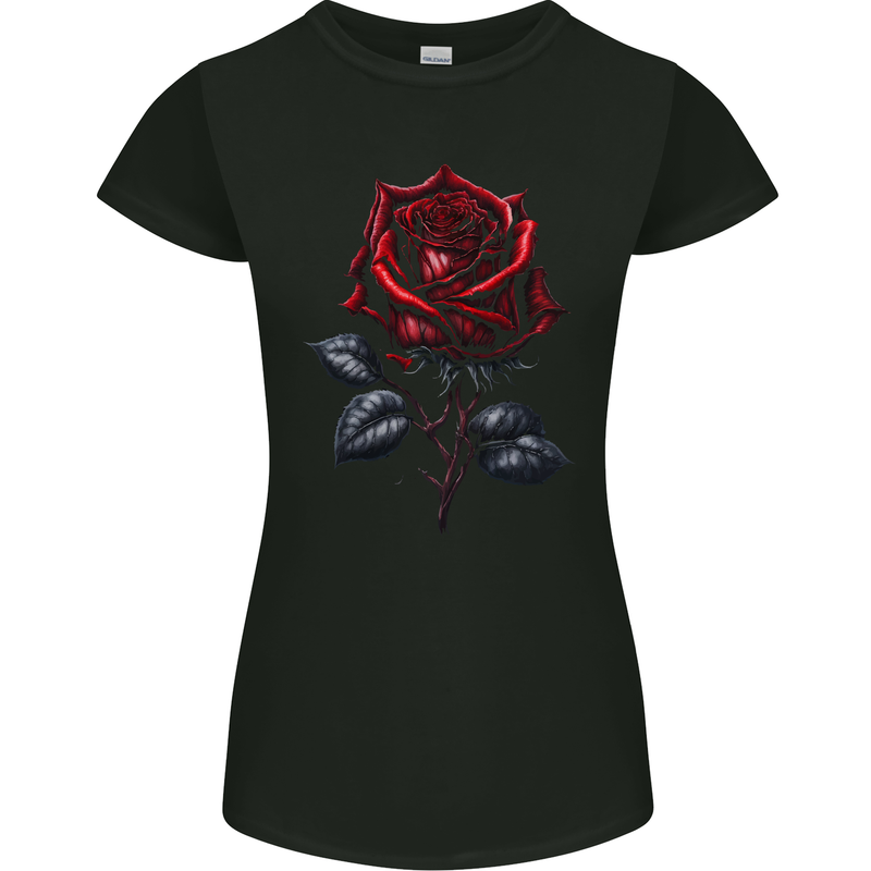 A Gothic Rose Goth Womens Petite Cut T-Shirt Black