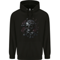 A Gothic Skull With Flowers Roses Childrens Kids Hoodie Black