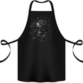 A Gothic Skull With Flowers Roses Cotton Apron 100% Organic Black