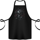 A Gothic Skull With Flowers Roses Cotton Apron 100% Organic Black