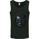 A Gothic Skull With Flowers Roses Goth Mens Vest Tank Top Black