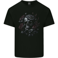 A Gothic Skull With Flowers Roses Kids T-Shirt Childrens Black