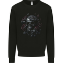 A Gothic Skull With Flowers Roses Mens Sweatshirt Jumper Black