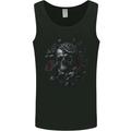 A Gothic Skull With Flowers Roses Mens Vest Tank Top Black