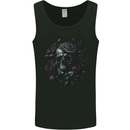 A Gothic Skull With Flowers Roses Mens Vest Tank Top Black