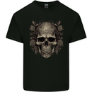 A Gothic Skull With Roses Kids T-Shirt Childrens Black