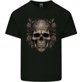 A Gothic Skull With Roses Mens Cotton T-Shirt Tee Top Black