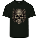 A Gothic Skull With Roses Mens Cotton T-Shirt Tee Top Black