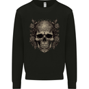A Gothic Skull With Roses Mens Sweatshirt Jumper Black