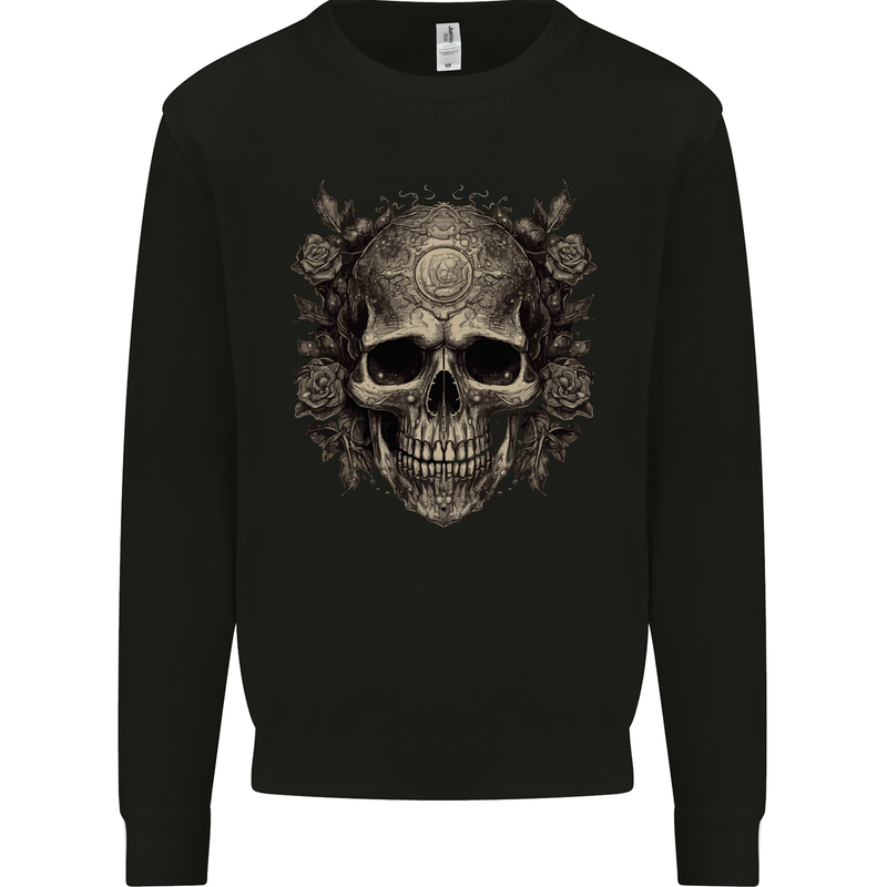 A Gothic Skull With Roses Mens Sweatshirt Jumper Black