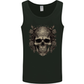 A Gothic Skull With Roses Mens Vest Tank Top Black