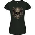 A Gothic Skull With Roses Womens Petite Cut T-Shirt Black