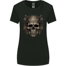 A Gothic Skull With Roses Womens Wider Cut T-Shirt Black