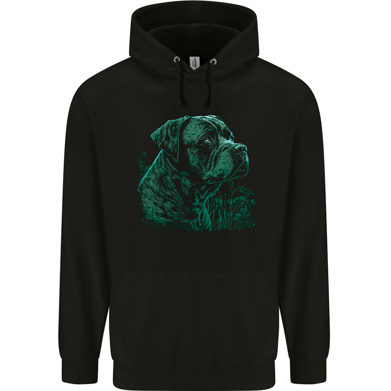 A Green Cane Corso Dog Childrens Kids Hoodie Black