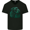 A Green Cane Corso Dog Mens V-Neck Cotton T-Shirt Black