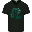 A Green Cane Corso Dog Mens V-Neck Cotton T-Shirt Black