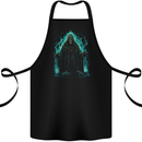 A Green Grim Reaper Cotton Apron 100% Organic Black