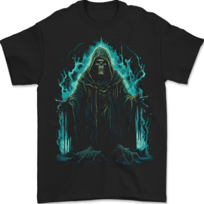 A Green Grim Reaper Mens T-Shirt 100% Cotton BLACK