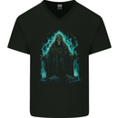 A Green Grim Reaper Mens V-Neck Cotton T-Shirt Black