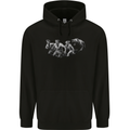 A Grizzly Bear Chasing Hiking Camping Travelling Mens 80% Cotton Hoodie Black