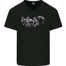 A Grizzly Bear Chasing Hiking Camping Travelling Mens V-Neck Cotton T-Shirt Black
