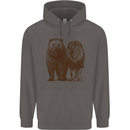 A Grizzly Bear and a Lion Mens 80% Cotton Hoodie Charcoal