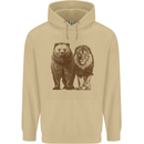 A Grizzly Bear and a Lion Mens 80% Cotton Hoodie Sand
