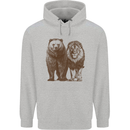 A Grizzly Bear and a Lion Mens 80% Cotton Hoodie Sports Grey