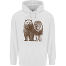 A Grizzly Bear and a Lion Mens 80% Cotton Hoodie White