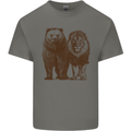 A Grizzly Bear and a Lion Mens Cotton T-Shirt Tee Top Charcoal