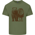 A Grizzly Bear and a Lion Mens Cotton T-Shirt Tee Top Military Green