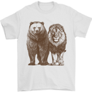 A Grizzly Bear and a Lion Mens T-Shirt 100% Cotton White
