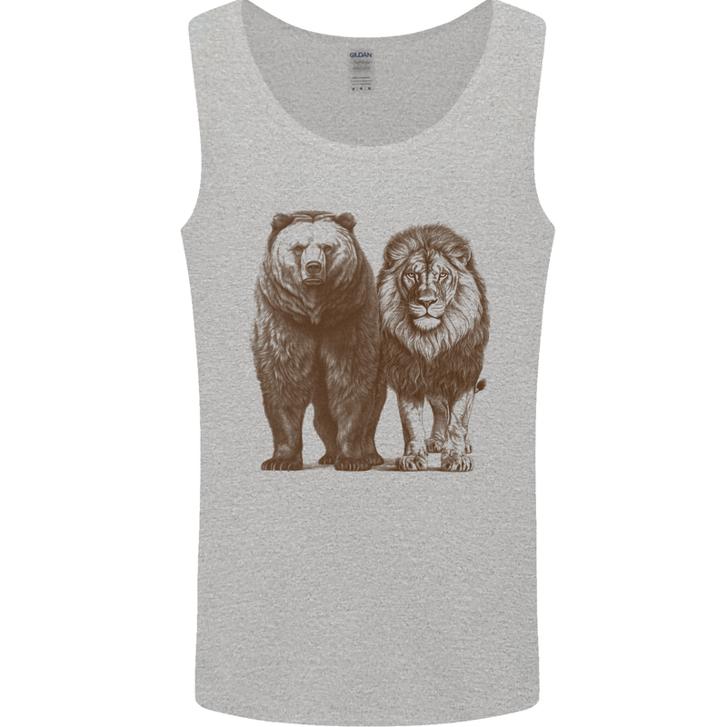 A Grizzly Bear and a Lion Mens Vest Tank Top Sports Grey