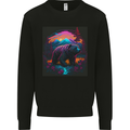 A Grizzly Bear in a Retro Wilderness Kids Sweatshirt Jumper Black