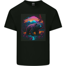 A Grizzly Bear in a Retro Wilderness Mens Cotton T-Shirt Tee Top Black