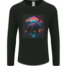 A Grizzly Bear in a Retro Wilderness Mens Long Sleeve T-Shirt Black