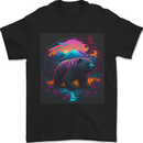 A Grizzly Bear in a Retro Wilderness Mens T-Shirt 100% Cotton Black