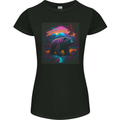 A Grizzly Bear in a Retro Wilderness Womens Petite Cut T-Shirt Black